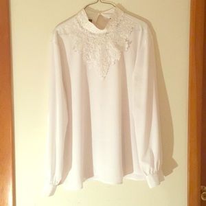 Vintage Laura Scott White Blouse with bead detail